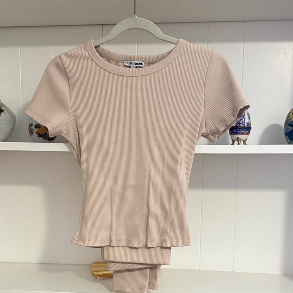 Fashion Nova Ribbed Cream Set